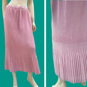 60s Dusky Rose Accordion Pleat Maxi M - L Cottagecore Faeriecore